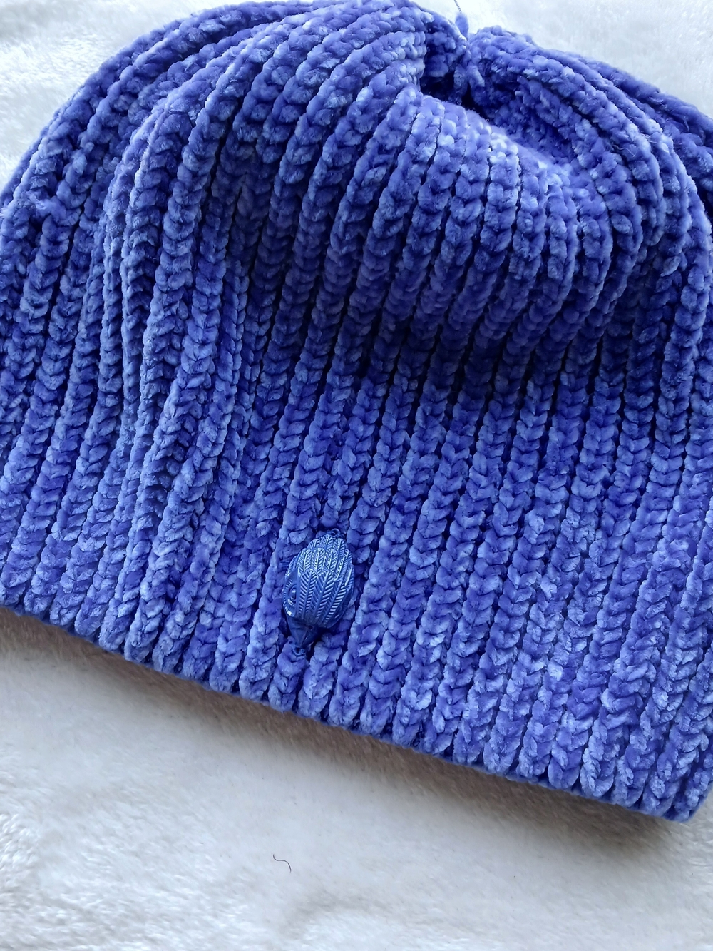 Kurt Geiger Plush Ribbed Beanie - Periwinkle Blue - NWOT